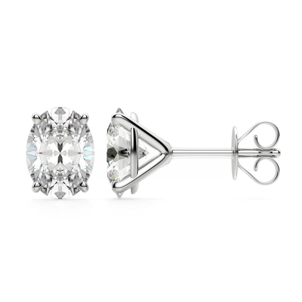 Oval Cut Moissanite Diamond Solitaire Stud Earrings