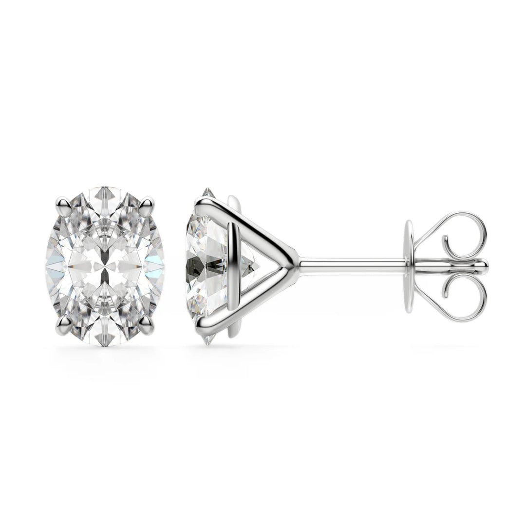 Oval Cut Moissanite Diamond Solitaire Stud Earrings
