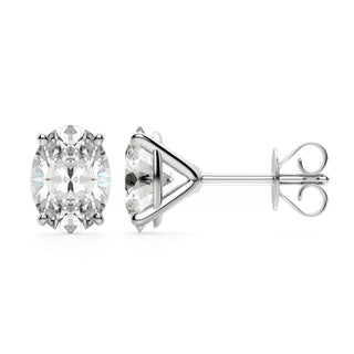 Oval Cut Moissanite Diamond Solitaire Stud Earrings