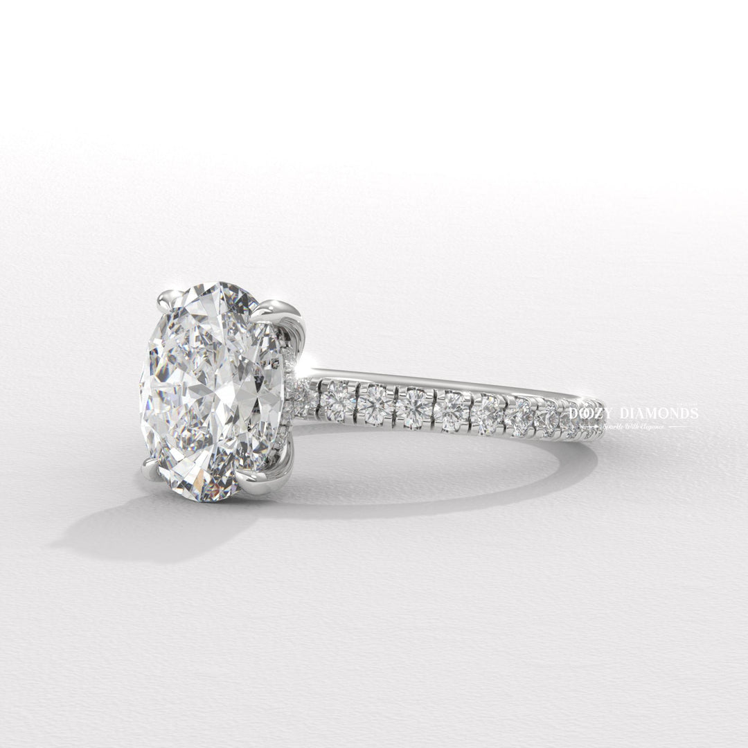 oval solitaire engagement ring, oval bezel ring, oval prong set ring, four prong engagement ring