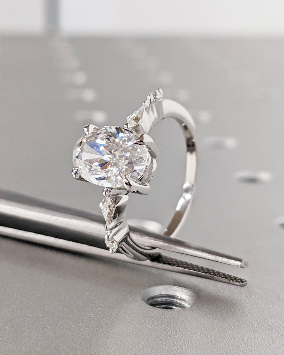 sparkling oval bridal ring