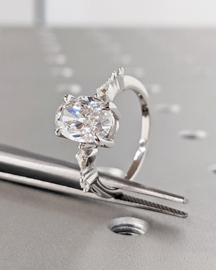 sparkling oval bridal ring
