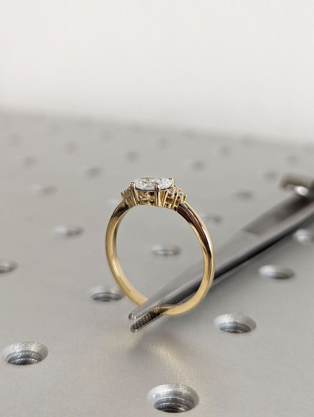 east west oval diamond engagement ring for her