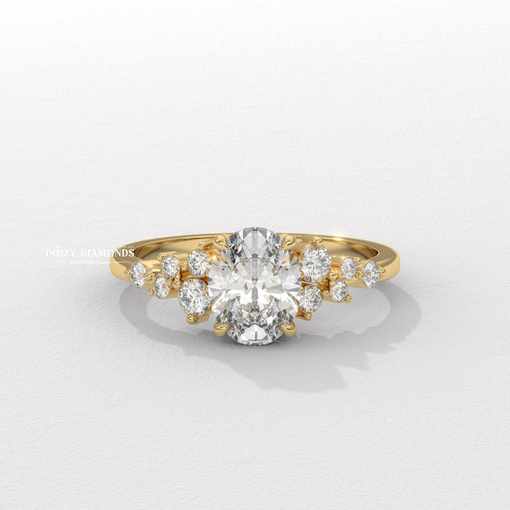 oval cut diamond ring, oval cluster ring, oval engagement ring