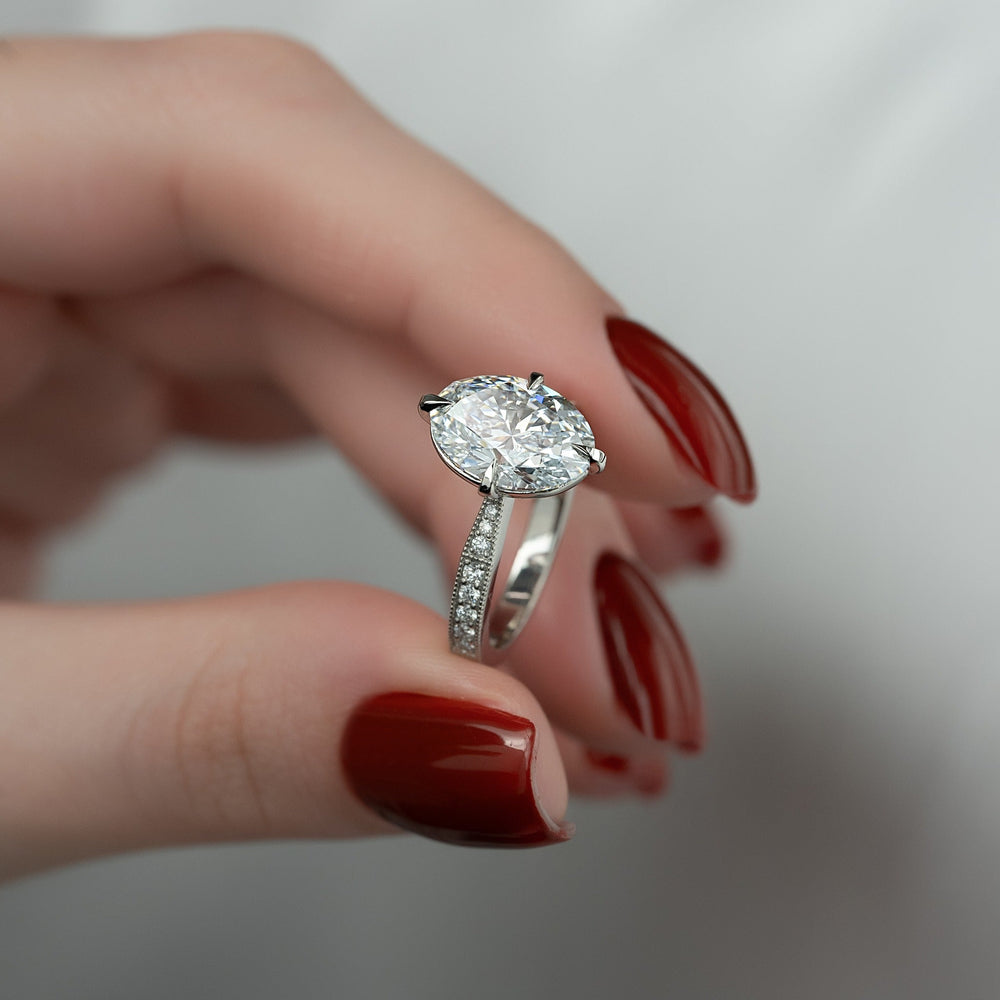 2.0 - 4.0 CT Oval Lab Grown Diamond Hidden Halo Engagement Ring - Doozy Diamonds