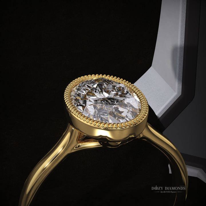 oval diamond engagement ring
bezel set diamond ring
sustainable engagement ring
eco friendly diamond ring
