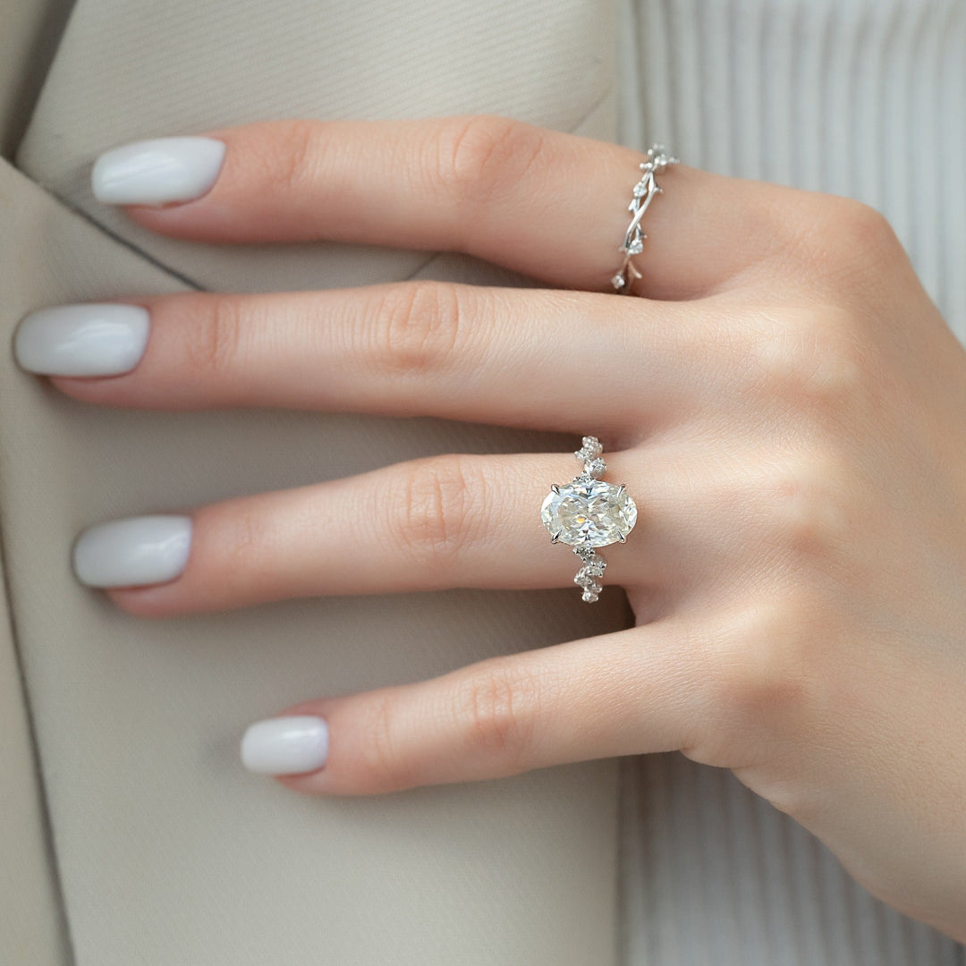 3.0 - 5.0 CT Oval Lab Grown Diamond Hidden Halo & Pave Engagement Ring - Doozy Diamonds