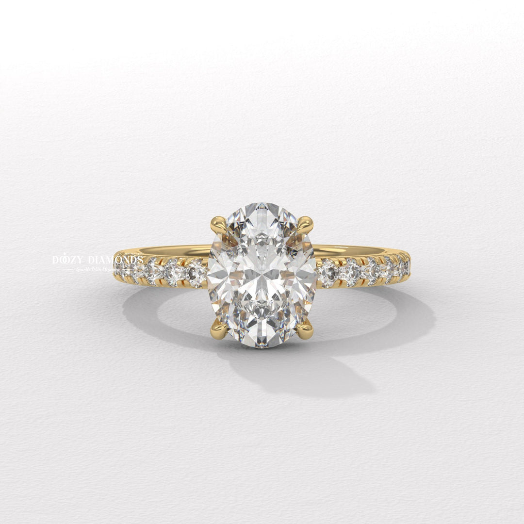 oval hidden halo ring, hidden halo engagement ring, oval lab grown diamond ring, lab grown diamond engagement ring, lab diamond ring, lab created diamond ring, oval cut diamond ring,