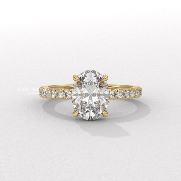 oval hidden halo ring, hidden halo engagement ring, oval lab grown diamond ring, lab grown diamond engagement ring, lab diamond ring, lab created diamond ring, oval cut diamond ring,