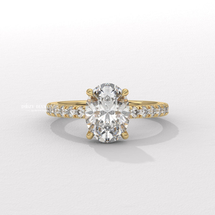oval hidden halo ring, hidden halo engagement ring, oval lab grown diamond ring, lab grown diamond engagement ring, lab diamond ring, lab created diamond ring, oval cut diamond ring,