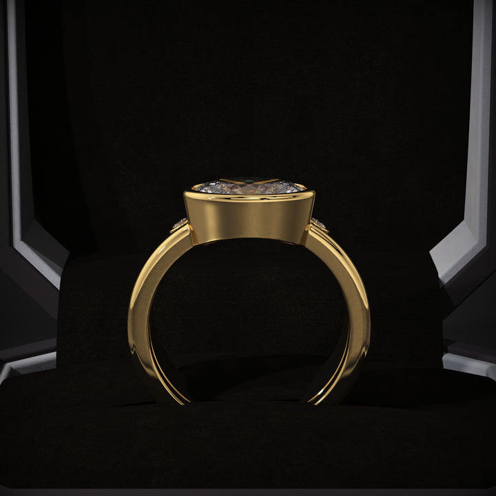oval diamond wedding band set