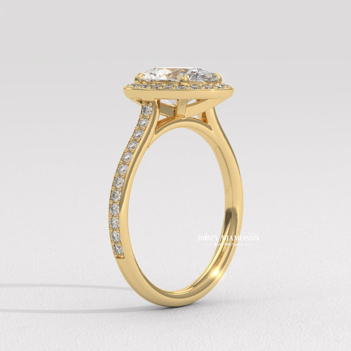 lab created diamond ring, oval solitaire halo ring, sustainable diamond ring, ethical engagement ring, luxury engagement ring, diamond halo ring, bridal engagement ring, women's diamond ring, oval bridal ring,