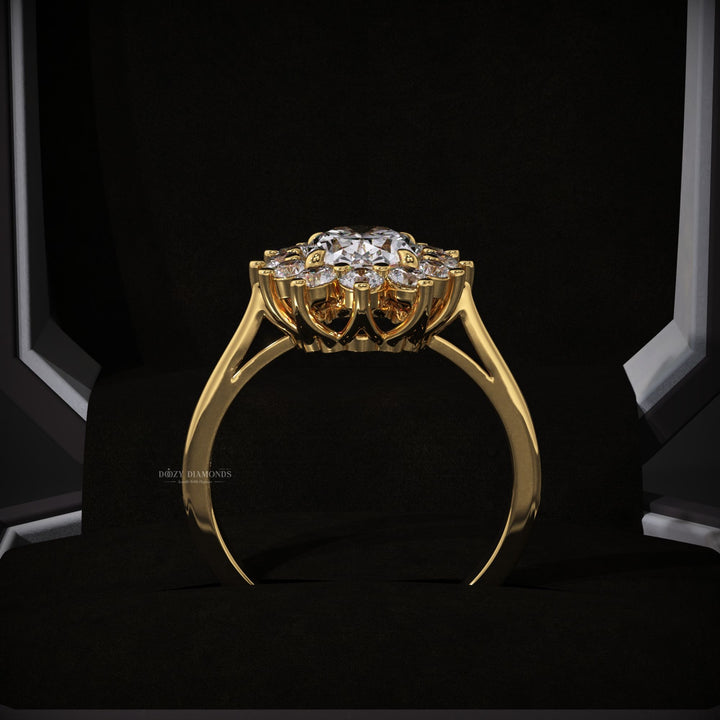engagement ring
eco friendly diamond ring
ethical diamond ring
lab created diamond ring
flower inspired ring
oval cut lab diamond
luxury lab diamond ring