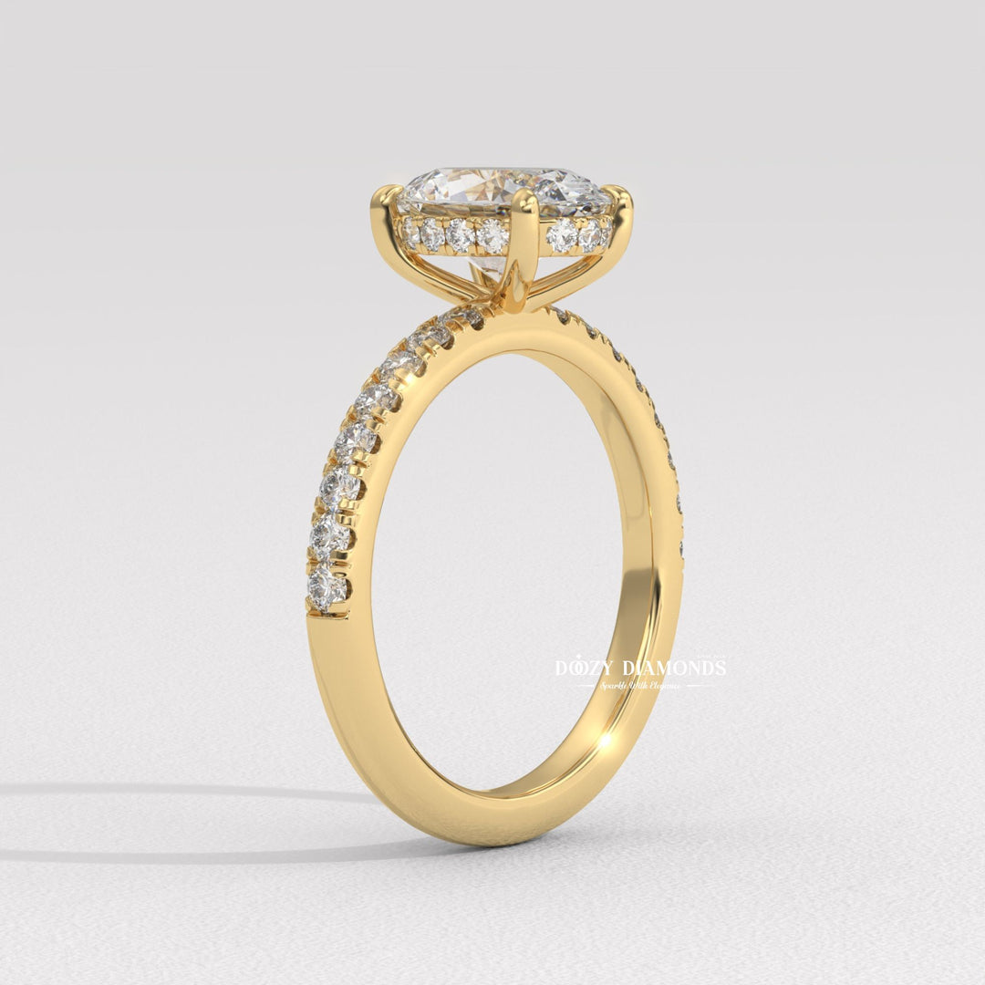 lab grown diamond engagement ring, lab diamond ring, lab created diamond ring, oval cut diamond ring, oval shaped diamond ring, hidden halo diamond ring, diamond engagement ring