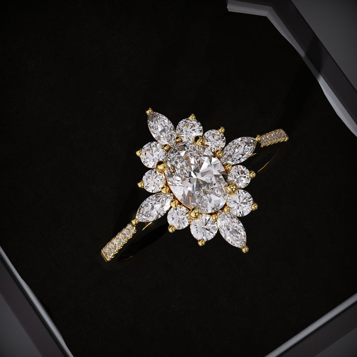 oval lab grown diamond ring
EVVS2 diamond engagement ring
cluster halo engagement ring