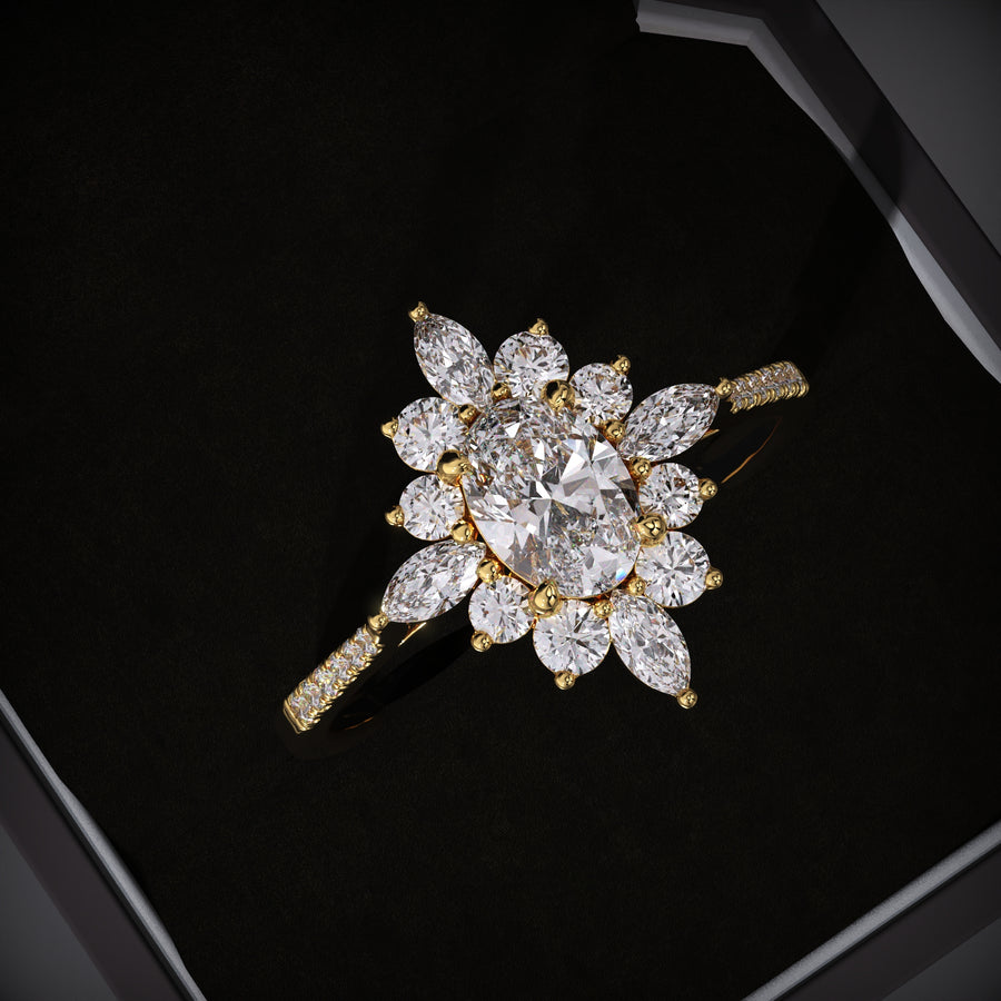 oval lab grown diamond ring
EVVS2 diamond engagement ring
cluster halo engagement ring