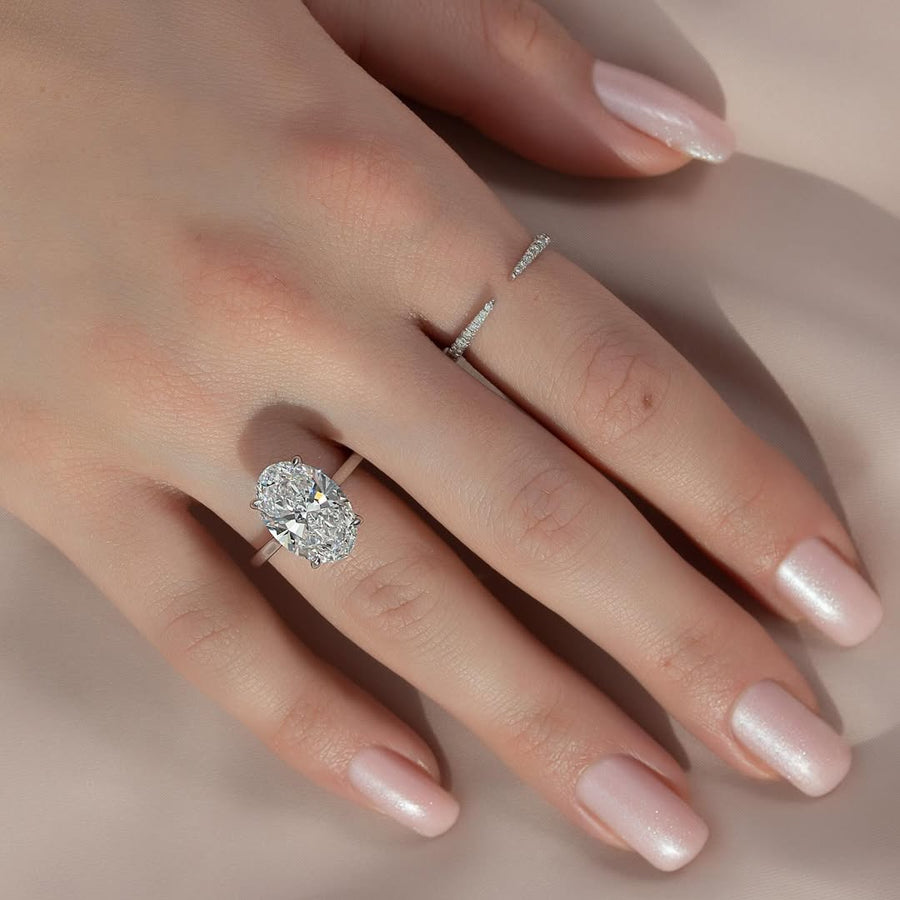 3.5 - 5.5 CT Oval Lab Grown Diamond Hidden Halo Setting Engagement Ring - Doozy Diamonds
