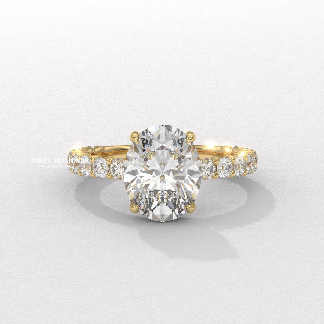 oval lab diamond ring, oval cut lab diamond, oval solitaire pave ring, oval diamond band ring, oval bridal ring, elongated diamond ring, oval center stone ring, oval proposal ring