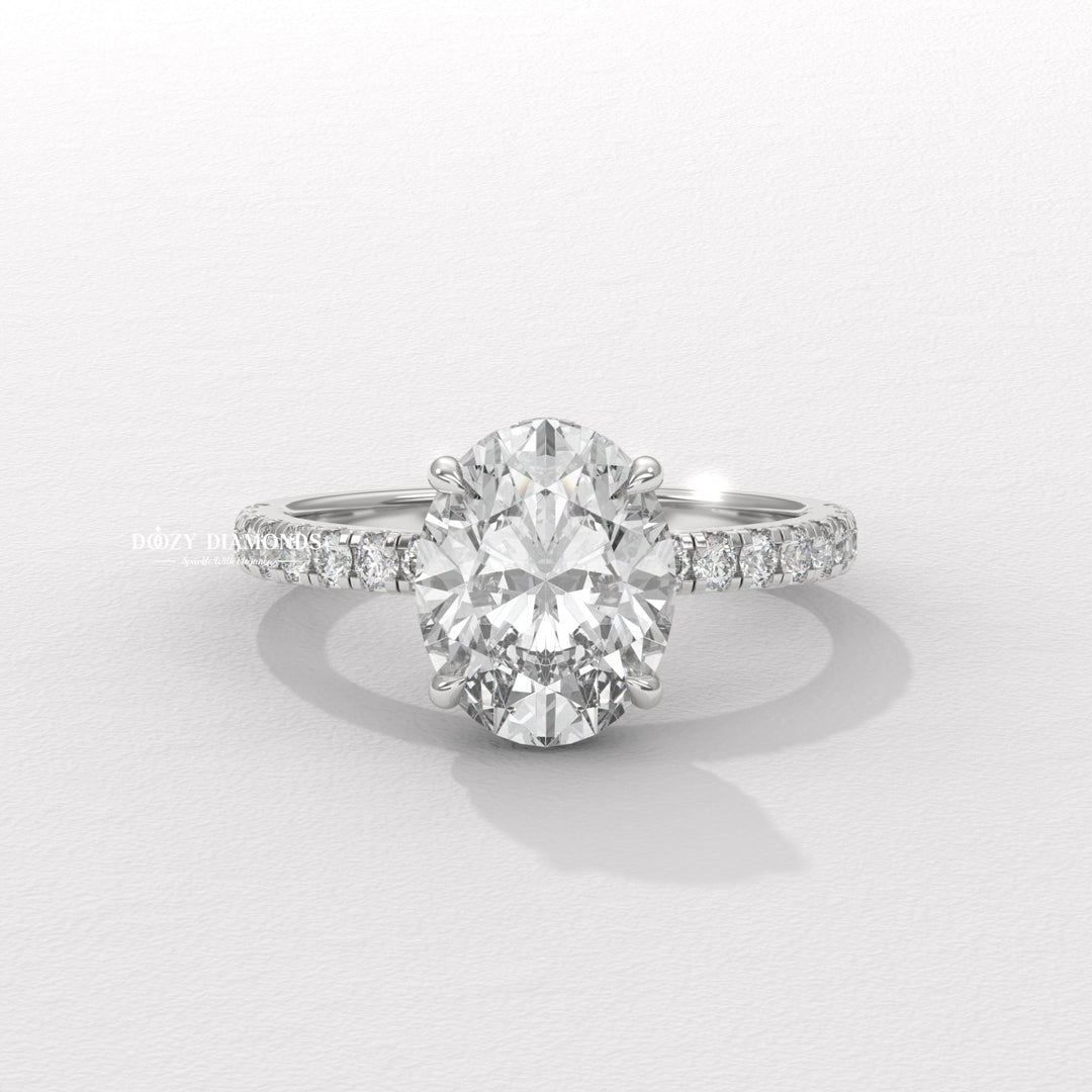 oval prong set ring, four prong engagement ring, six prong diamond ring, basket setting ring, tulip setting ring, gallery rail ring, hidden halo bridal ring, raised setting engagement ring,