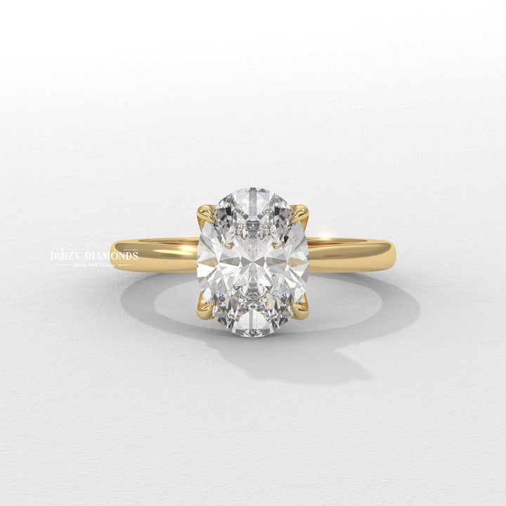 tulip setting engagement ring, oval diamond tulip ring, floral engagement