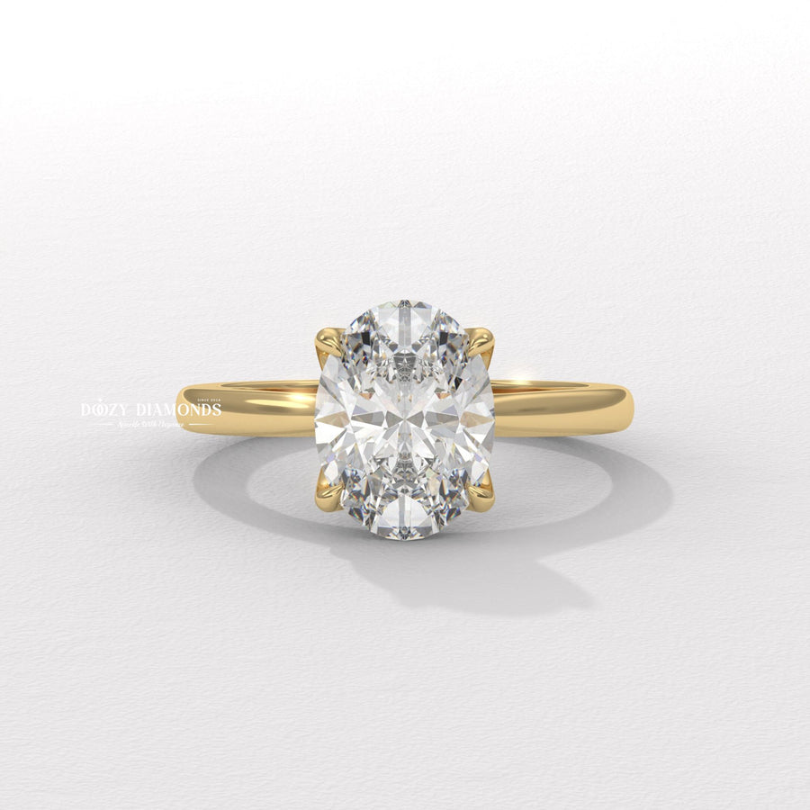 tulip setting engagement ring, oval diamond tulip ring, floral engagement
