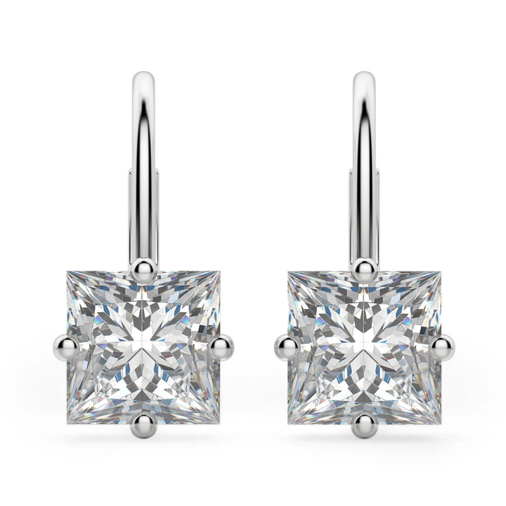 Princess Cut Moissanite Diamond Solitaire Drop Earrings