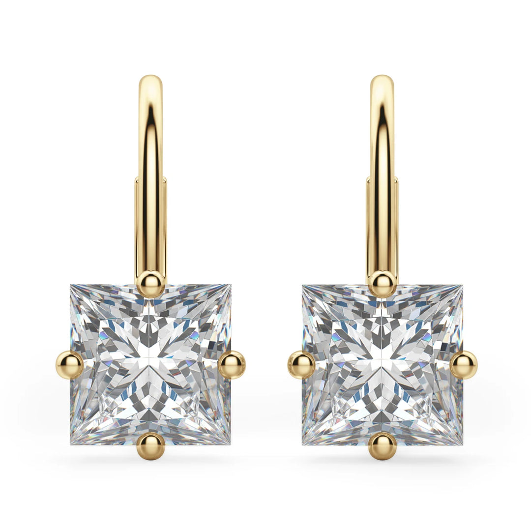 Princess Cut Moissanite Diamond Solitaire Drop Earrings