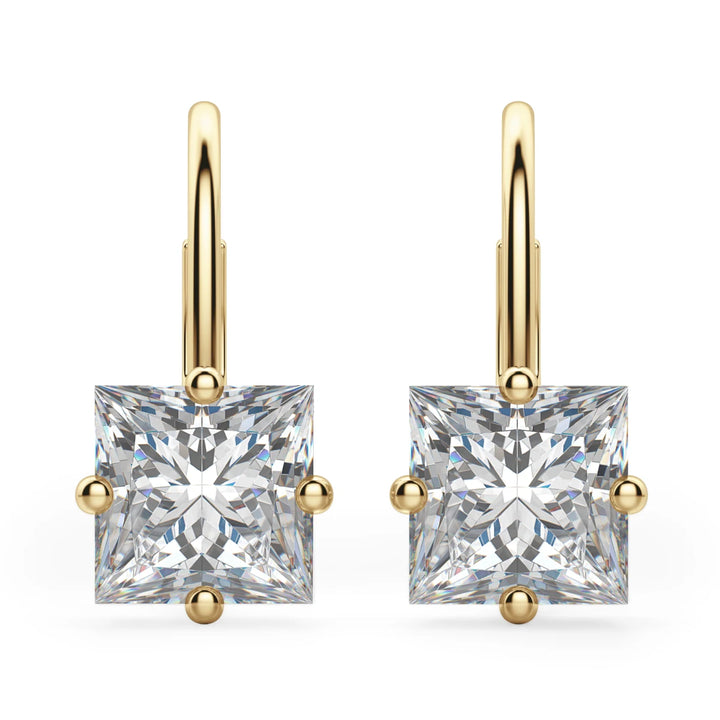 Princess Cut Moissanite Diamond Solitaire Drop Earrings