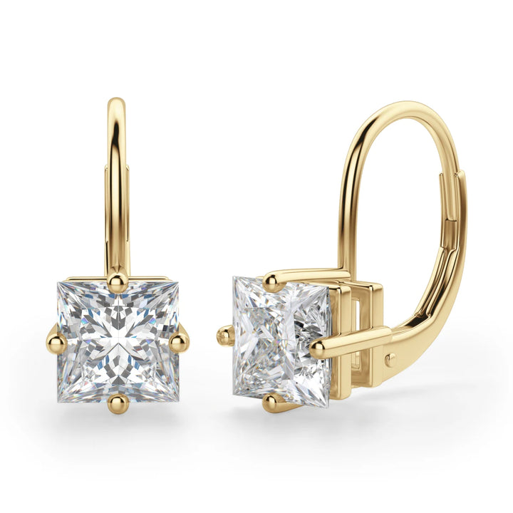Princess Cut Moissanite Diamond Solitaire Drop Earrings