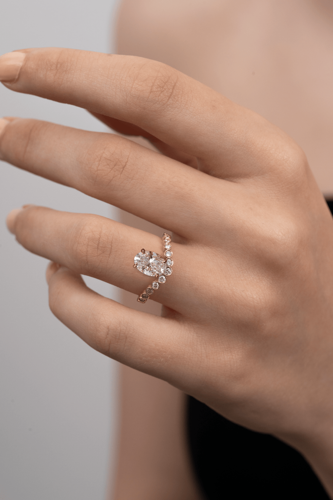 1.0CT - 2.0CT Oval Cut Lab Grown Diamond Bubble Pave Engagement Ring - Doozy Diamonds