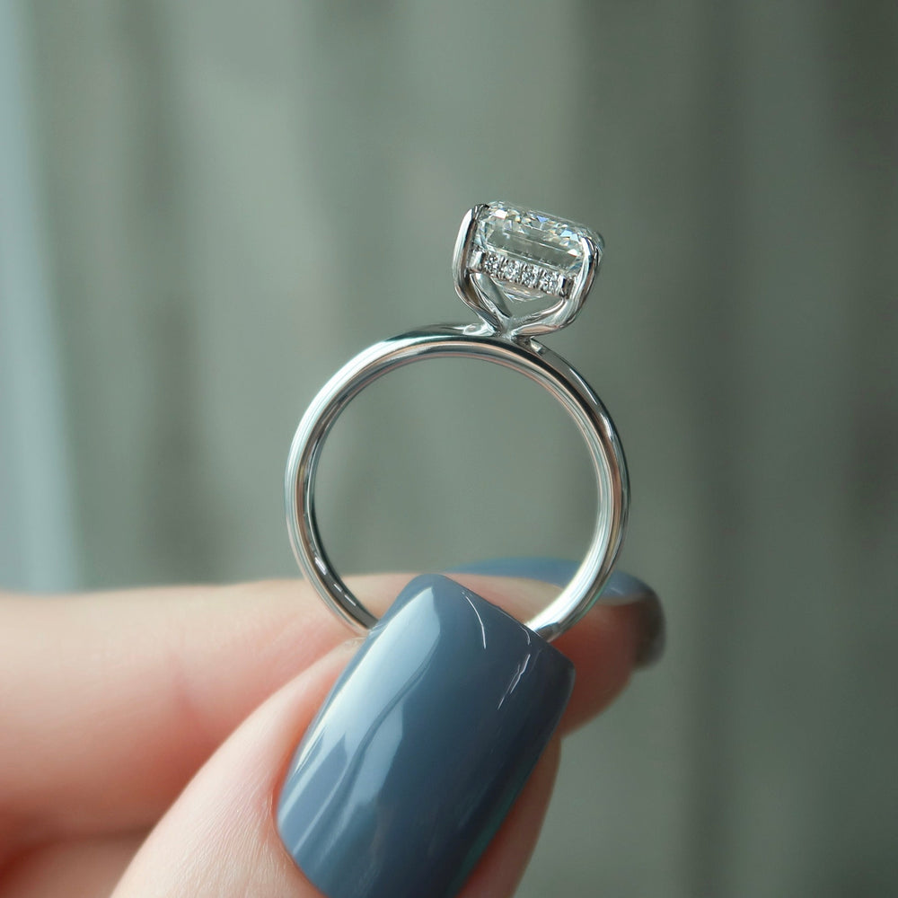 1.0 - 3.0 CT Emerald Lab Grown Diamond Hidden Halo Engagement Ring - Doozy Diamonds