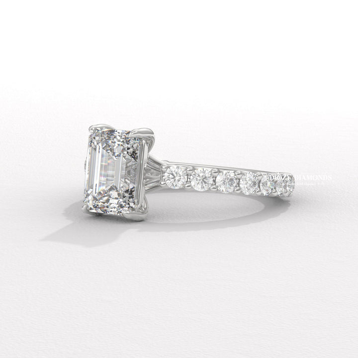 pave diamond band, luxury emerald ring, art deco diamond ring, vintage style wedding ring, modern bridal ring, classic bridal jewelry, emerald diamond band ring, stackable wedding band,