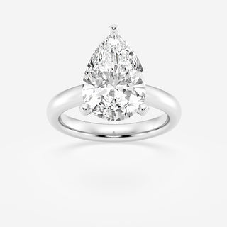 1.0CT Pear Cut Moissanite Classic Solitaire Diamond Engagement Ring