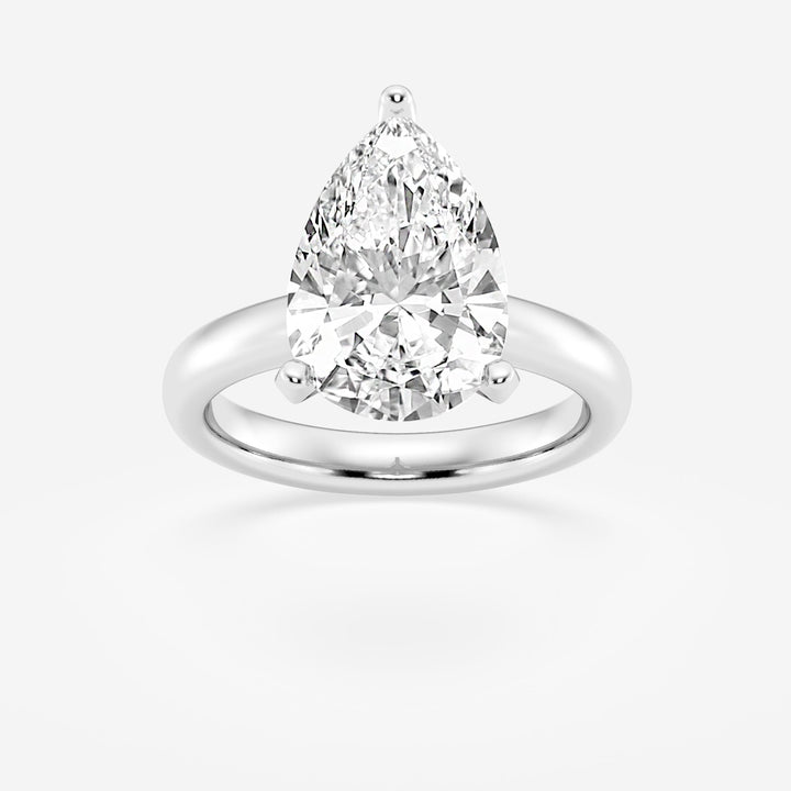 1.0CT Pear Cut Moissanite Classic Solitaire Diamond Engagement Ring
