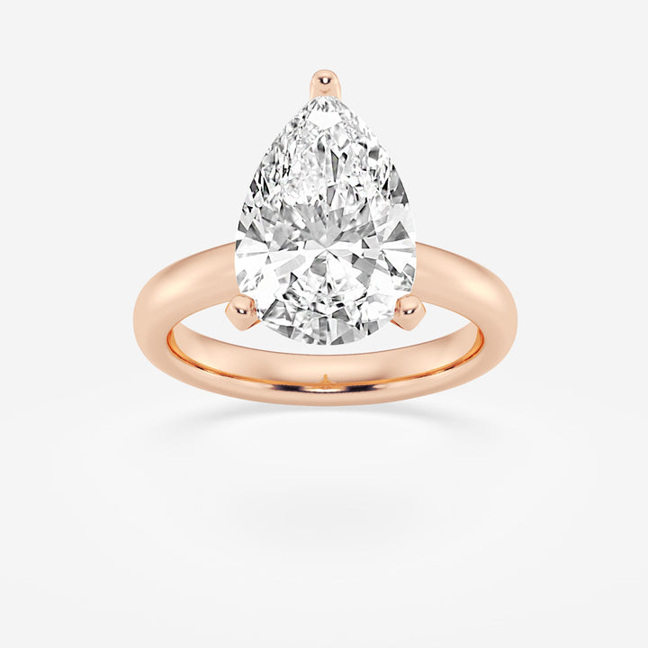 1.0CT Pear Cut Moissanite Classic Solitaire Diamond Engagement Ring