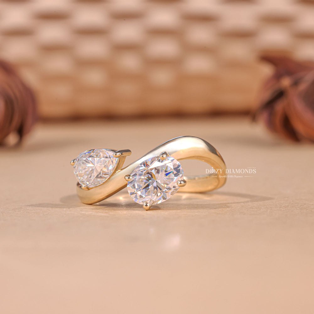 Pear & Oval Cut Lab Grown Toi et Moi Diamond E/VS1 Engagement Ring - Doozy Diamonds