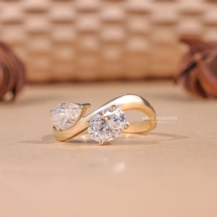 Pear & Oval Cut Lab Grown Toi et Moi Diamond E/VS1 Engagement Ring - Doozy Diamonds