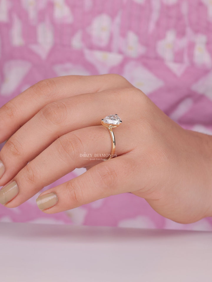 0.75ct - 2.0ct Pear E/VS2 Diamond Lab Grown Solitaire Engagement Ring - Doozy Diamonds