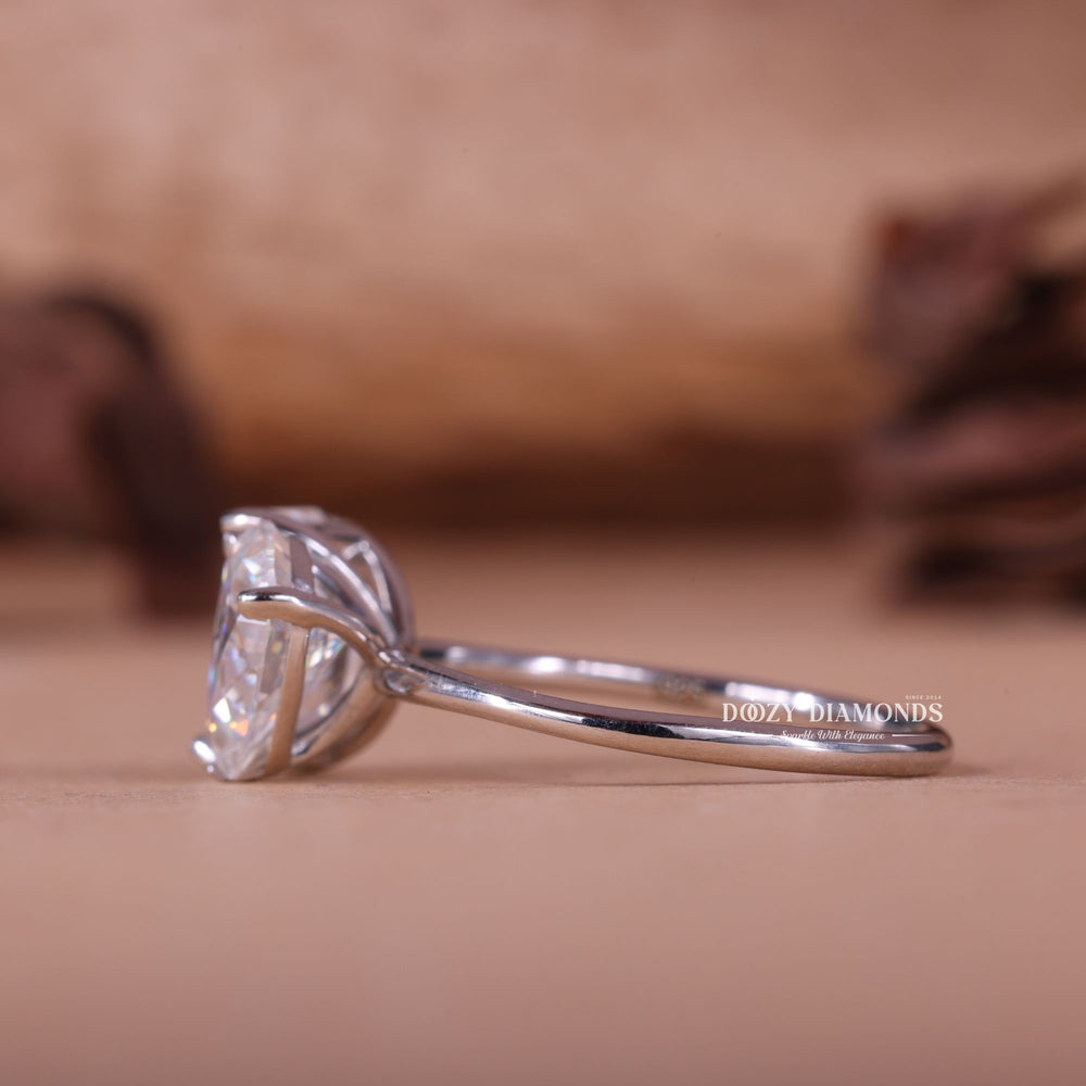 Pear & Emerald Cut Lab Grown E/VS1 Two Stone Diamond Engagement Ring - Doozy Diamonds