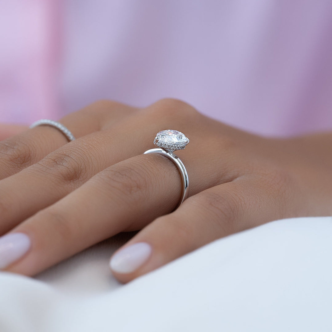 1.0 - 3.0 CT Pear Lab Grown Diamond Hidden Halo Engagement Ring - Doozy Diamonds