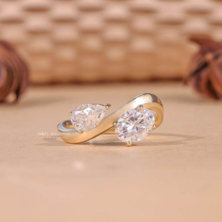 Pear & Oval Cut Lab Grown Toi et Moi Diamond E/VS1 Engagement Ring - Doozy Diamonds
