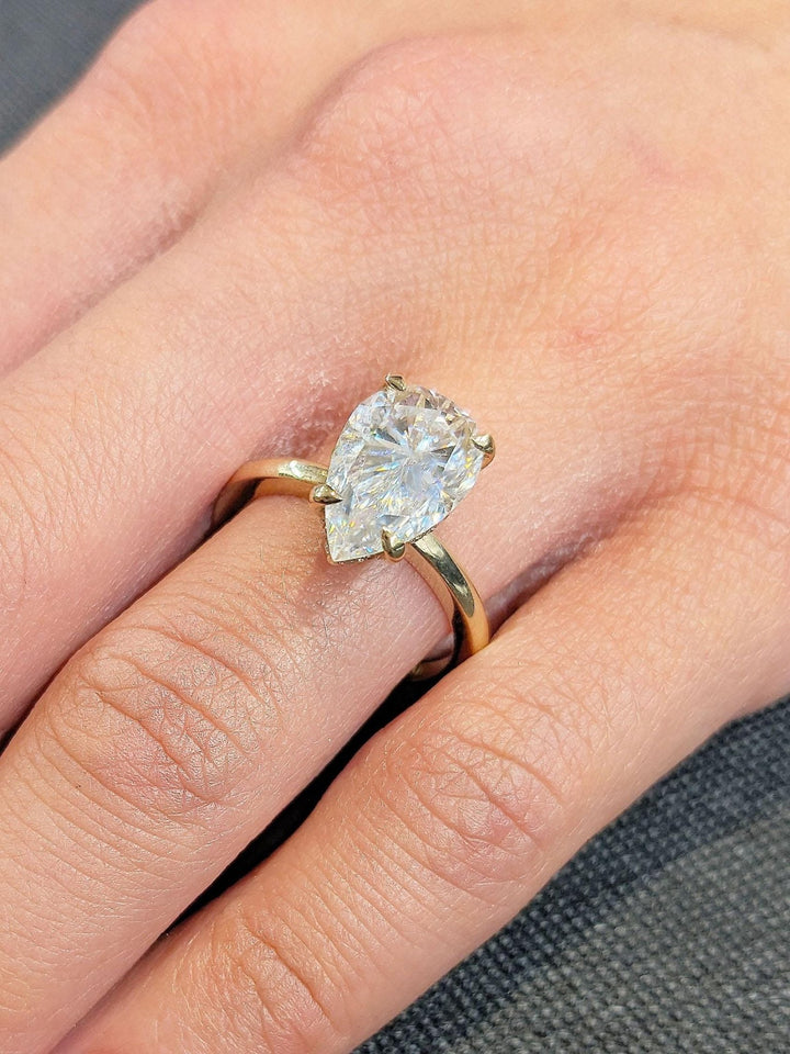 pear cut lab grown diamond ring for women,