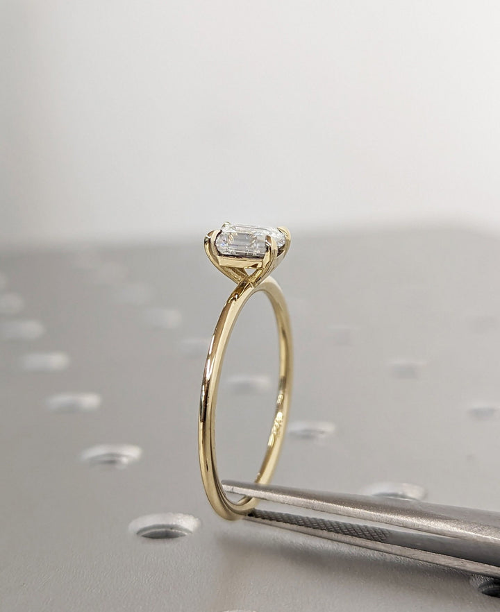 1.0CT Emerald Cut Solitaire Lab Grown Diamond Engagement Ring For Women - Doozy Diamonds