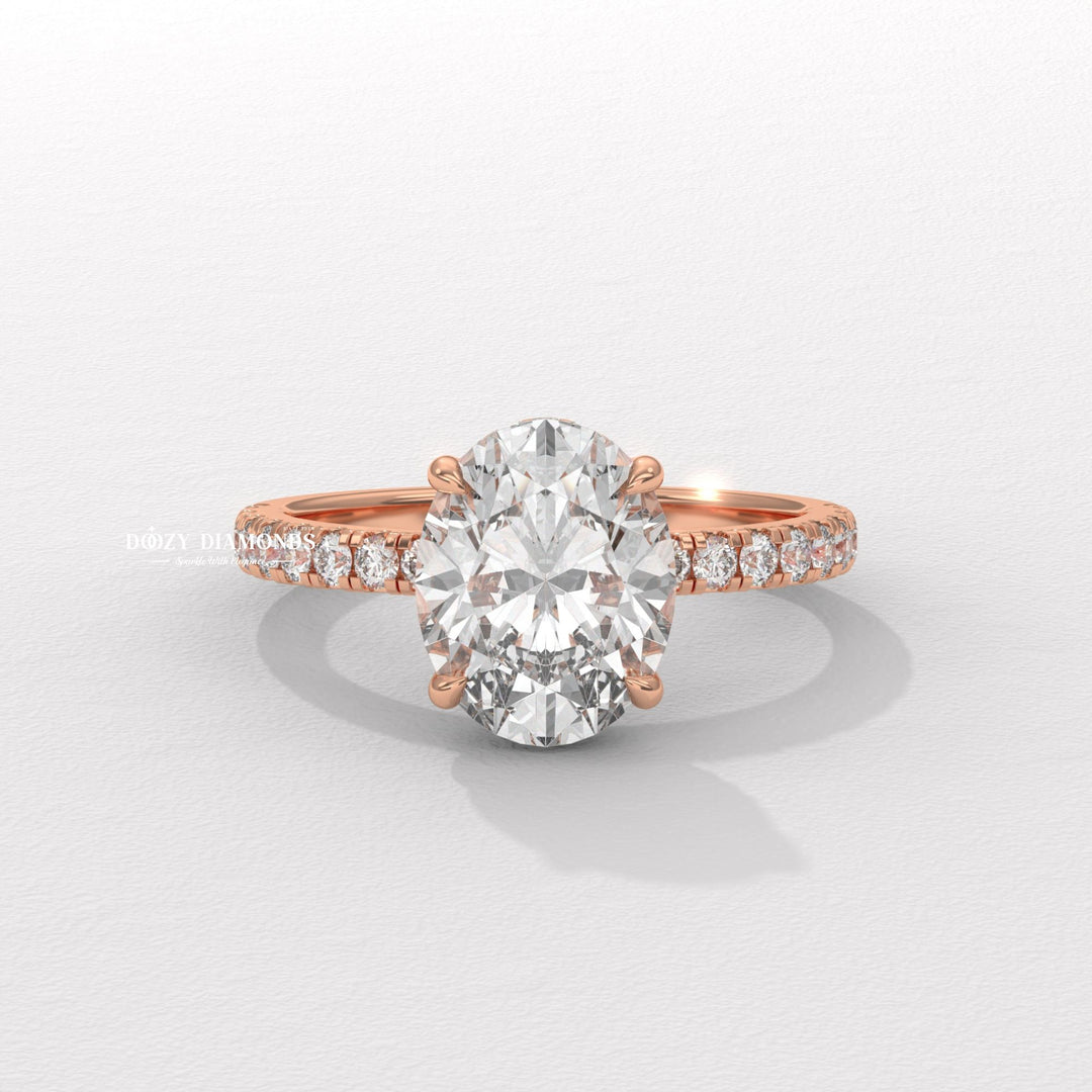 luxury oval ring, vintage engagement ring, vintage style ring, modern solitaire ring, classic solitaire ring, oval diamond solitaire, solitaire engagement ring, micro pave diamond ring, french pave