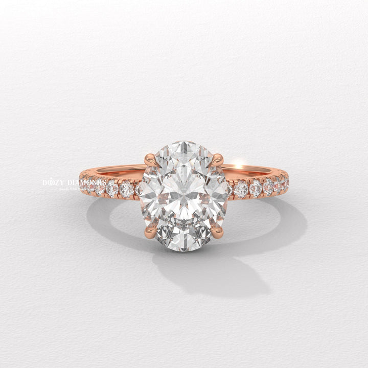 luxury oval ring, vintage engagement ring, vintage style ring, modern solitaire ring, classic solitaire ring, oval diamond solitaire, solitaire engagement ring, micro pave diamond ring, french pave