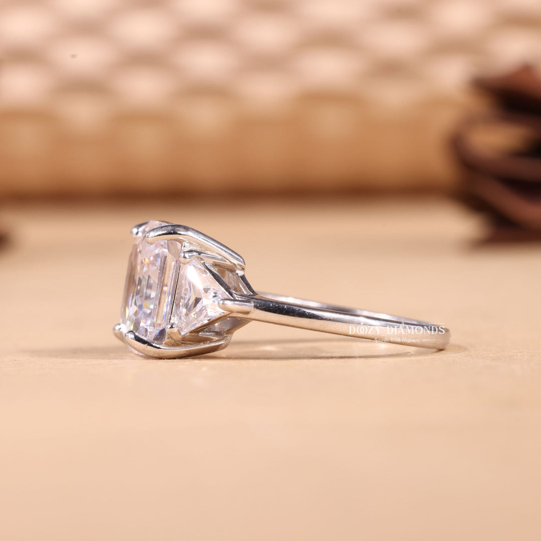 2.0CT - 3.0CT Asscher E/VS2 Lab Grown Three Stone Diamond Engagement Ring - Doozy Diamonds