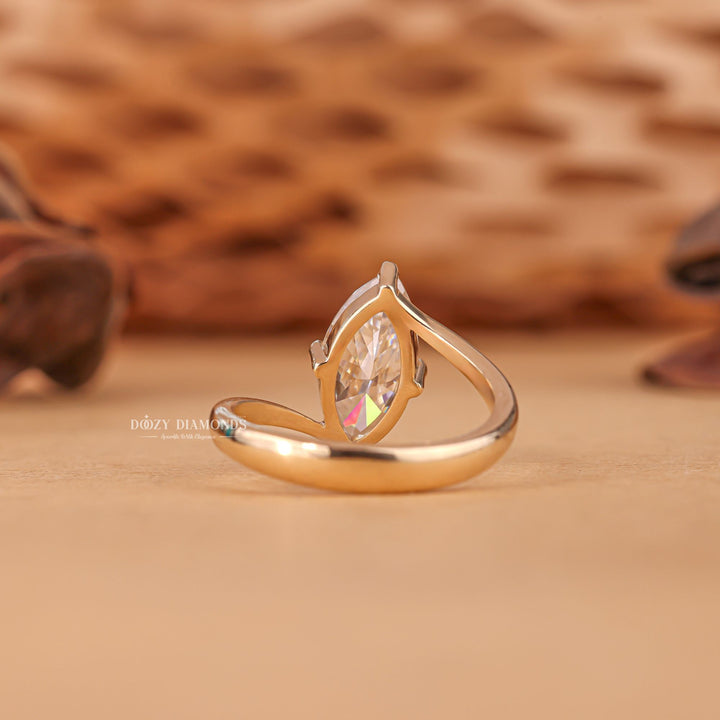 2.0CT - 3.0CT Marquise Cut E/VS1 Lab Grown Diamond Unique Bypass Engagement Ring - Doozy Diamonds