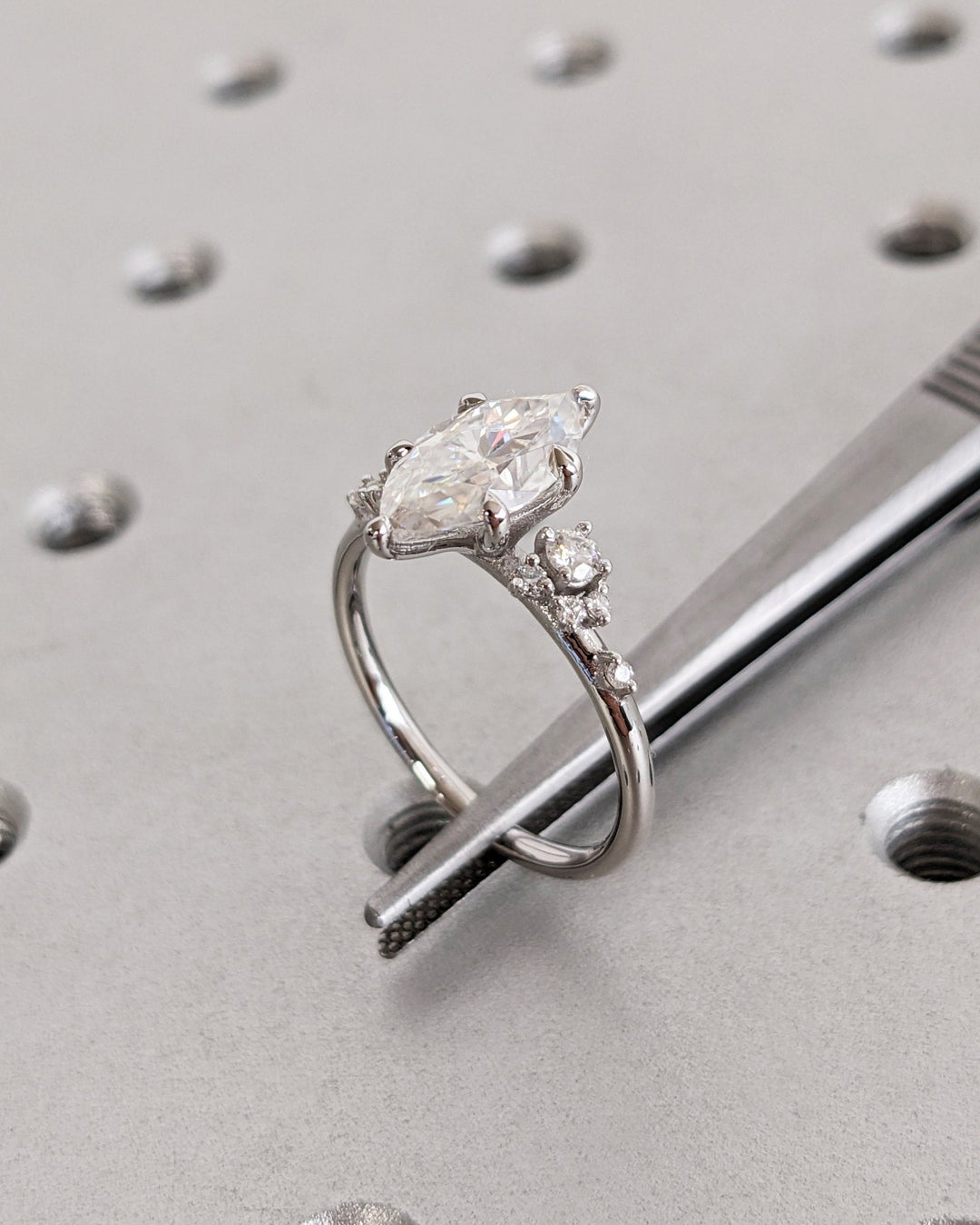 diamond ring with accent stones,