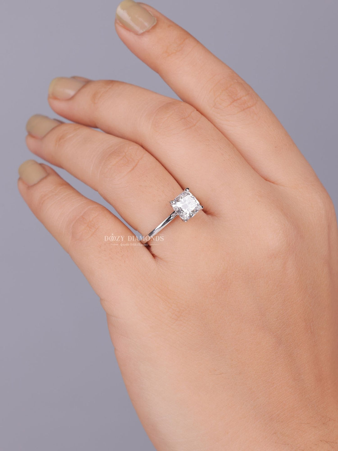 0.75ct - 1.50ct Cushion E - VS2 Lab Grown Diamond Solitaire Engagement Ring - Doozy Diamonds