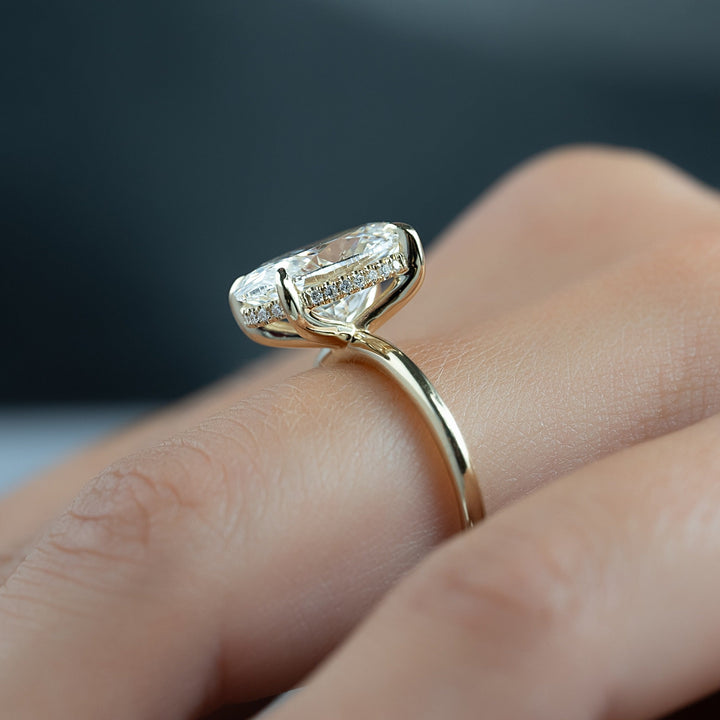 2.0 - 3.0 CT Oval Lab Grown Diamond Hidden Halo Engagement Ring - Doozy Diamonds